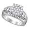 10kt White Gold Women's Round Diamond Cluster Bridal Wedding Engagement Ring 2.00 Cttw - FREE Shipping (US/CAN)-Gold & Diamond Engagement & Anniversary Rings-5-JadeMoghul Inc.