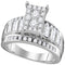 10kt White Gold Women's Round Diamond Cluster Bridal Wedding Engagement Ring 2.00 Cttw - FREE Shipping (US/CAN)-Gold & Diamond Engagement & Anniversary Rings-5.5-JadeMoghul Inc.