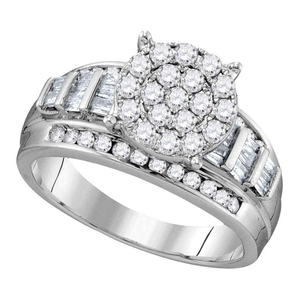 10kt White Gold Women's Round Diamond Cluster Bridal Wedding Engagement Ring 2.00 Cttw - FREE Shipping (US/CAN)-Gold & Diamond Engagement & Anniversary Rings-5-JadeMoghul Inc.