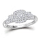 10kt White Gold Women's Round Diamond Cluster Bridal Wedding Engagement Ring 3/8 Cttw - FREE Shipping (US/CAN)-Gold & Diamond Engagement & Anniversary Rings-9-JadeMoghul Inc.