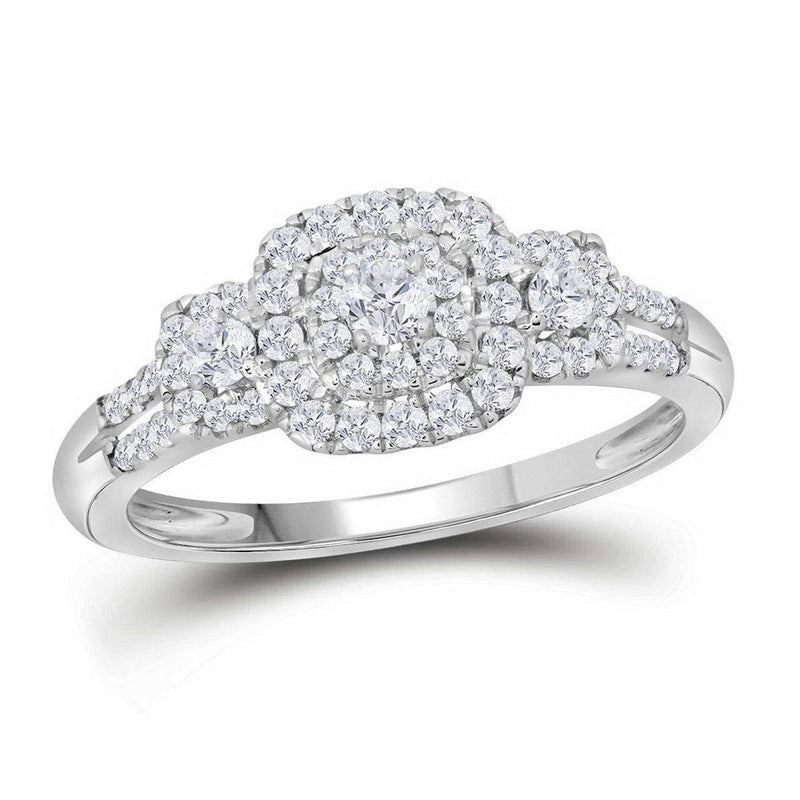 10kt White Gold Women's Round Diamond Cluster Bridal Wedding Engagement Ring 3/8 Cttw - FREE Shipping (US/CAN)-Gold & Diamond Engagement & Anniversary Rings-9-JadeMoghul Inc.
