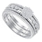 10kt White Gold Women's Round Diamond Cluster Bridal Wedding Engagement Ring Band 3-Piece Set 3/8 Cttw - FREE Shipping (US/CAN)-Wedding Jewelry-6-JadeMoghul Inc.