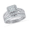 10kt White Gold Women's Round Diamond Cluster Bridal Wedding Engagement Ring Band Set 1.00 Cttw - FREE Shipping (US/CAN)-Wedding Jewelry-5-JadeMoghul Inc.