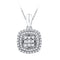 10kt White Gold Women's Round Diamond Cluster Double Frame Square Pendant 1-3 Cttw - FREE Shipping (US/CAN)-Gold & Diamond Pendants & Necklaces-JadeMoghul Inc.