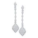10kt White Gold Women's Round Diamond Cluster Drop Dangle Earrings 1-4 Cttw - FREE Shipping (US/CAN)-Gold & Diamond Earrings-JadeMoghul Inc.