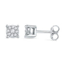 10kt White Gold Women's Round Diamond Cluster Earrings 1-10 Cttw - FREE Shipping (USA/CAN)-Gold & Diamond Earrings-JadeMoghul Inc.