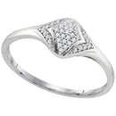 10kt White Gold Women's Round Diamond Cluster Fashion Ring 1/10 Cttw - FREE Shipping (US/CAN)-Rings And Bands-5.5-JadeMoghul Inc.