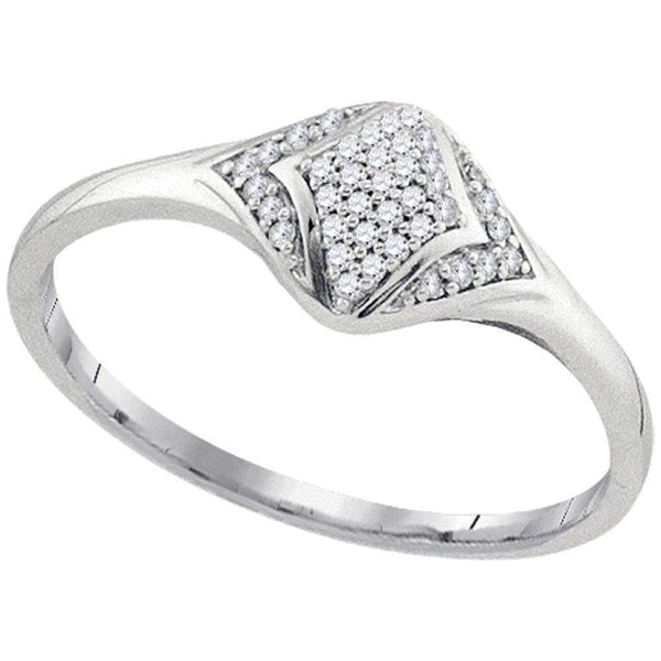 10kt White Gold Women's Round Diamond Cluster Fashion Ring 1/10 Cttw - FREE Shipping (US/CAN)-Rings And Bands-5.5-JadeMoghul Inc.