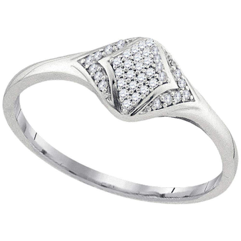 10kt White Gold Women's Round Diamond Cluster Fashion Ring 1/10 Cttw - FREE Shipping (US/CAN)-Rings And Bands-5.5-JadeMoghul Inc.