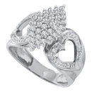 10kt White Gold Women's Round Diamond Cluster Heart Ring 1/2 Cttw - FREE Shipping (US/CAN)-Gold & Diamond Cluster Rings-5-JadeMoghul Inc.