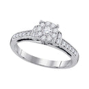 10kt White Gold Womens Round Diamond Cluster Milgrain Bridal Wedding Engagement Ring 3/8 Cttw-Gold & Diamond Engagement & Anniversary Rings-5-JadeMoghul Inc.