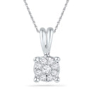 10kt White Gold Women's Round Diamond Cluster Pendant 1-10 Cttw - FREE Shipping (US/CAN)-Gold & Diamond Pendants & Necklaces-JadeMoghul Inc.