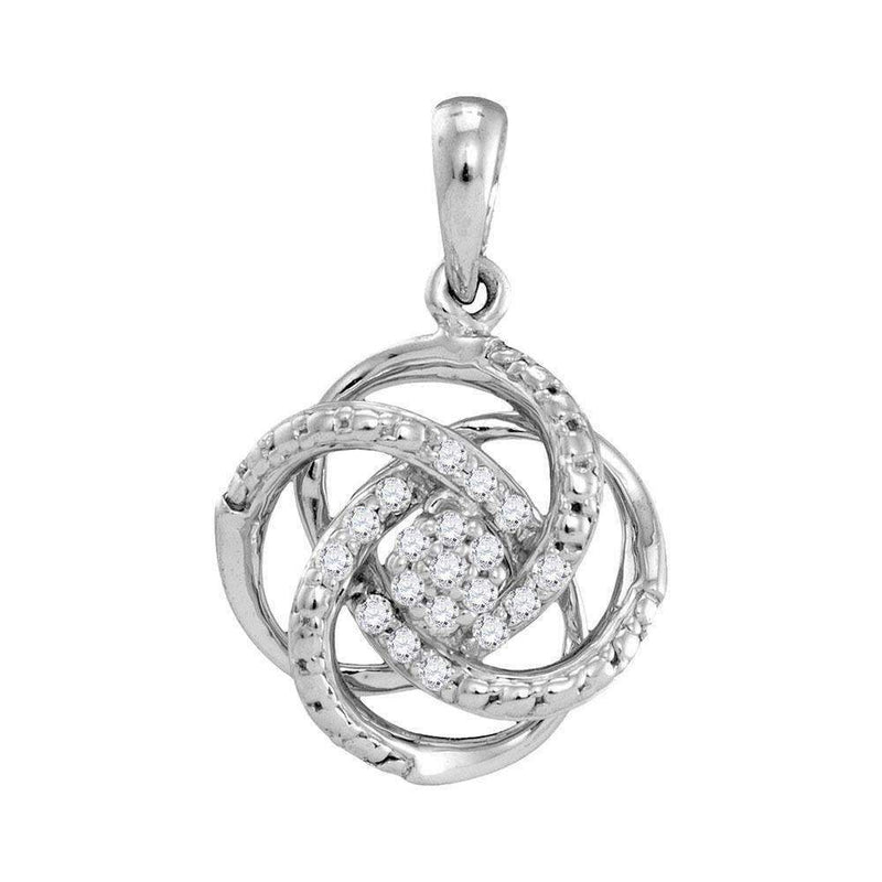 10kt White Gold Women's Round Diamond Cluster Pendant 1-10 Cttw - FREE Shipping (US/CAN)-Gold & Diamond Pendants & Necklaces-JadeMoghul Inc.