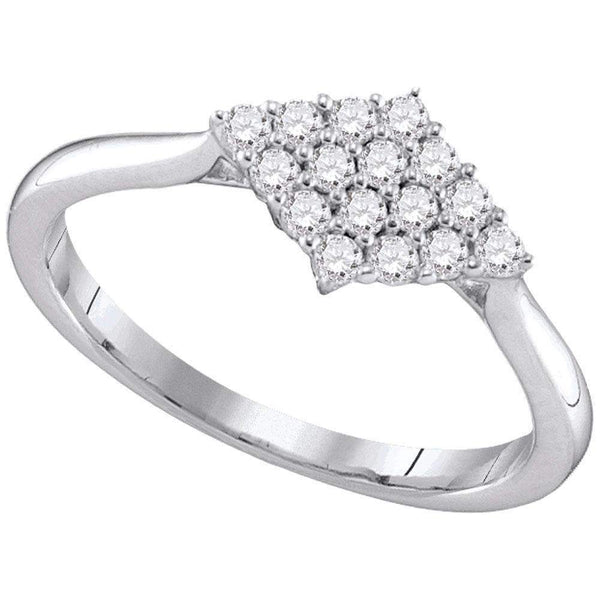 10kt White Gold Women's Round Diamond Cluster Ring 1/3 Cttw - FREE Shipping (US/CAN)-Gold & Diamond Cluster Rings-5-JadeMoghul Inc.