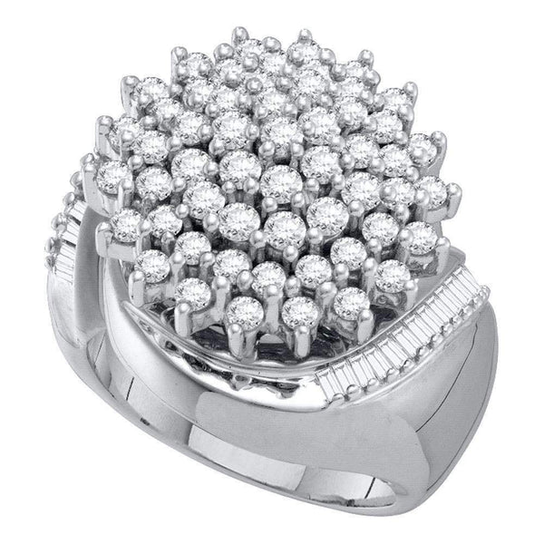 10kt White Gold Women's Round Diamond Cluster Ring 2.00 Cttw - FREE Shipping (US/CAN)-Gold & Diamond Cluster Rings-5-JadeMoghul Inc.