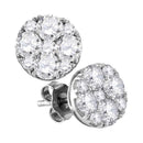 10kt White Gold Women's Round Diamond Cluster Screwback Earrings 1-3-4 Cttw - FREE Shipping (USA/CAN)-Gold & Diamond Earrings-JadeMoghul Inc.