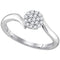 10kt White Gold Women's Round Diamond Cluster Slender Simple Ring 1/6 Cttw - FREE Shipping (US/CAN)-Gold & Diamond Cluster Rings-5-JadeMoghul Inc.