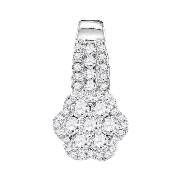 10kt White Gold Women's Round Diamond Cluster Slider Pendant 1-2 Cttw - FREE Shipping (US/CAN)-Gold & Diamond Pendants & Necklaces-JadeMoghul Inc.