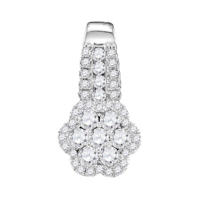 10kt White Gold Women's Round Diamond Cluster Slider Pendant 1-2 Cttw - FREE Shipping (US/CAN)-Gold & Diamond Pendants & Necklaces-JadeMoghul Inc.