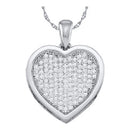 10kt White Gold Women's Round Diamond Cluster Small Heart Love Pendant 1-20 Cttw - FREE Shipping (US/CAN)-Gold & Diamond Pendants & Necklaces-JadeMoghul Inc.