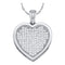 10kt White Gold Women's Round Diamond Cluster Small Heart Love Pendant 1-20 Cttw - FREE Shipping (US/CAN)-Gold & Diamond Pendants & Necklaces-JadeMoghul Inc.