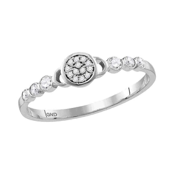 10kt White Gold Women's Round Diamond Cluster Stackable Band Ring 1/6 Cttw - FREE Shipping (US/CAN)-Rings And Bands-5-JadeMoghul Inc.