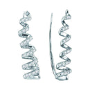 10kt White Gold Women's Round Diamond Coil Climber Earrings 1-4 Cttw - FREE Shipping (US/CAN)-Gold & Diamond Earrings-JadeMoghul Inc.