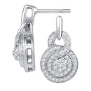 10kt White Gold Women's Round Diamond Concentric Circle Cluster Earrings 1-2 Cttw - FREE Shipping (US/CAN)-Gold & Diamond Earrings-JadeMoghul Inc.