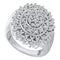 10kt White Gold Women's Round Diamond Concentric Circle Cluster Ring 1.00 Cttw - FREE Shipping (US/CAN)-Gold & Diamond Cluster Rings-5-JadeMoghul Inc.