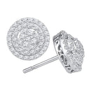 10kt White Gold Women's Round Diamond Concentric Circle Layered Cluster Earrings 3-4 Cttw - FREE Shipping (USA/CAN)-Gold & Diamond Earrings-JadeMoghul Inc.