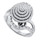 10kt White Gold Women's Round Diamond Concentric Circle Layered Cluster Ring 1-2 Cttw - FREE Shipping (USA/CAN)-Gold & Diamond Cluster Rings-JadeMoghul Inc.