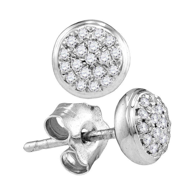 10kt White Gold Women's Round Diamond Concentric Cluster Screwback Earrings 1-10 Cttw - FREE Shipping (USA/CAN)-Gold & Diamond Earrings-JadeMoghul Inc.