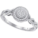 10kt White Gold Women's Round Diamond Concentric Milgrain Circle Cluster Ring 1-5 Cttw - FREE Shipping (USA/CAN)-Gold & Diamond Cluster Rings-JadeMoghul Inc.