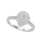 10kt White Gold Women's Round Diamond Concentric Teardrop Cluster Ring 1-3 Cttw - FREE Shipping (USA/CAN)-Gold & Diamond Cluster Rings-JadeMoghul Inc.