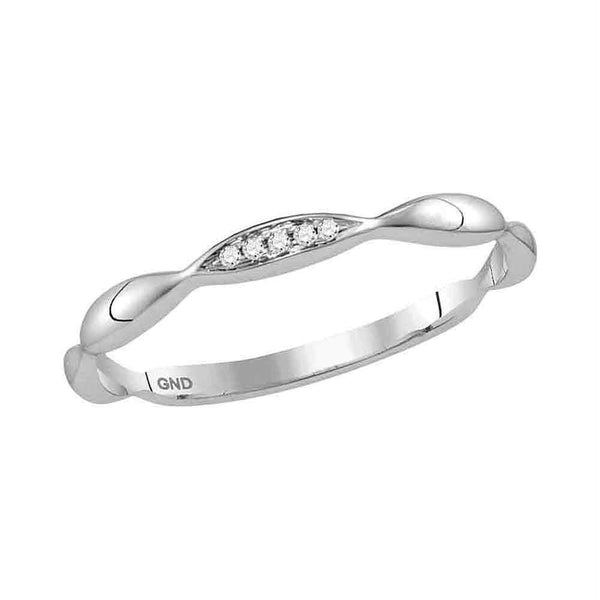 10kt White Gold Womens Round Diamond Contour Stackable Band Ring .02 Cttw-Gold & Diamond Rings-8-JadeMoghul Inc.