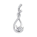 10kt White Gold Women's Round Diamond Cradled 3-Stone Infinity Pendant 1-5 Cttw - FREE Shipping (US/CAN)-Gold & Diamond Pendants & Necklaces-JadeMoghul Inc.