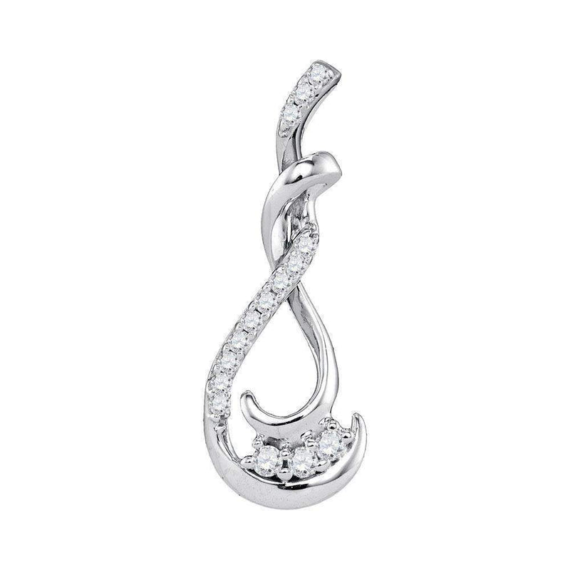 10kt White Gold Women's Round Diamond Cradled 3-Stone Infinity Pendant 1-5 Cttw - FREE Shipping (US/CAN)-Gold & Diamond Pendants & Necklaces-JadeMoghul Inc.