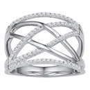 10kt White Gold Women's Round Diamond Crisscross Crossover Band Ring 1-3 Cttw - FREE Shipping (US/CAN)-Gold & Diamond Bands-JadeMoghul Inc.