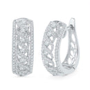 10kt White Gold Women's Round Diamond Crisscrossed Openwork Hoop Earrings 3-4 Cttw - FREE Shipping (USA/CAN)-Gold & Diamond Earrings-JadeMoghul Inc.