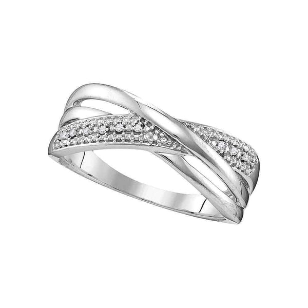 10kt White Gold Women's Round Diamond Crossover Band Ring .02 Cttw - FREE Shipping (US/CAN)-Gold & Diamond Bands-5-JadeMoghul Inc.