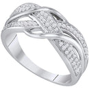10kt White Gold Women's Round Diamond Crossover Band Ring 1-5 Cttw - FREE Shipping (US/CAN)-Gold & Diamond Bands-JadeMoghul Inc.