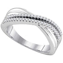 10kt White Gold Women's Round Diamond Crossover Band Ring 1-5 Cttw - FREE Shipping (US/CAN)-Gold & Diamond Bands-JadeMoghul Inc.