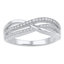 10kt White Gold Women's Round Diamond Crossover Band Ring 1/5 Cttw - FREE Shipping (US/CAN)-Gold & Diamond Bands-5-JadeMoghul Inc.