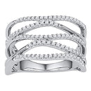 10kt White Gold Women's Round Diamond Crossover Band Ring 3/8 Cttw - FREE Shipping (US/CAN)-Gold & Diamond Bands-5-JadeMoghul Inc.