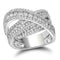 10kt White Gold Women's Round Diamond Crossover Fashion Band Ring 2.00 Cttw - FREE Shipping (US/CAN)-Gold & Diamond Fashion Rings-JadeMoghul Inc.
