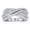 10kt White Gold Women's Round Diamond Crossover Five Row Band Ring 5-8 Cttw - FREE Shipping (US/CAN)-Gold & Diamond Bands-JadeMoghul Inc.