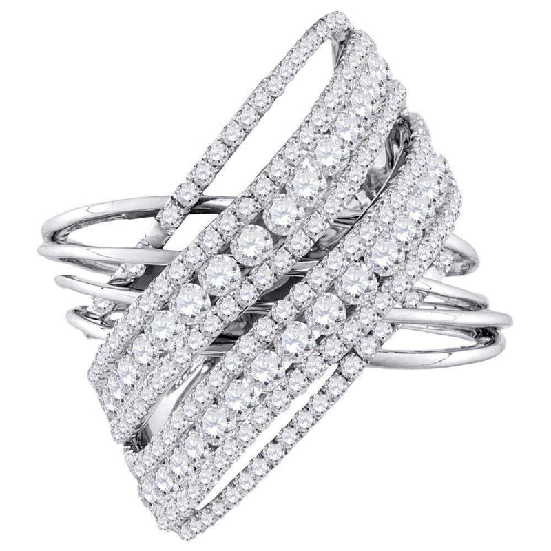 10kt White Gold Women's Round Diamond Crossover Open Strand Cocktail Ring 2-1/2 Cttw - FREE Shipping (US/CAN)-Rings And Bands-5-JadeMoghul Inc.