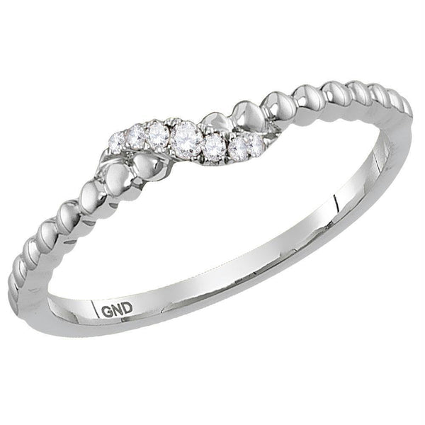 10kt White Gold Womens Round Diamond Crossover Stackable Band Ring 1/20 Cttw-Gold & Diamond Rings-11-JadeMoghul Inc.