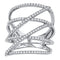 10kt White Gold Women's Round Diamond Crossover Strand Fashion Band Ring 1-2 Cttw - FREE Shipping (US/CAN)-Gold & Diamond Fashion Rings-JadeMoghul Inc.