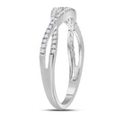 10kt White Gold Women's Round Diamond Crossover Twist Band Ring 1/5 Cttw - FREE Shipping (US/CAN)-Gold & Diamond Bands-9-JadeMoghul Inc.